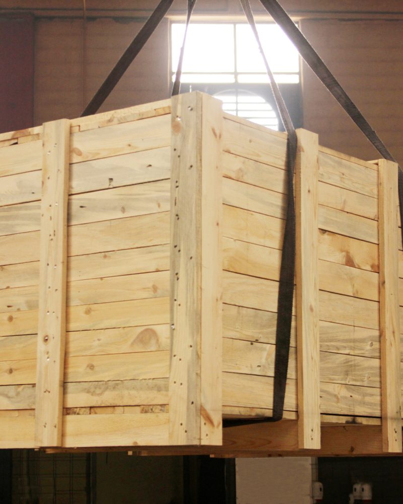 large wooden shipping box